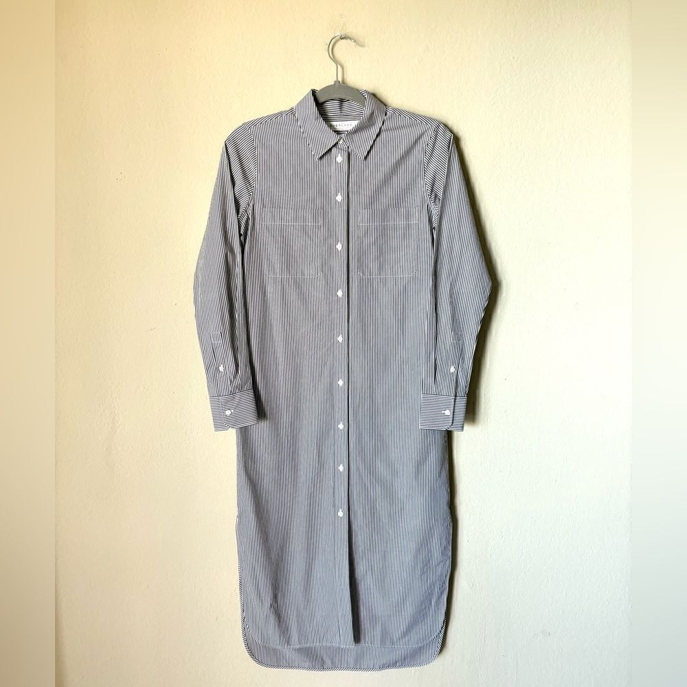 Everlane Shirt Midi Blue White Dress Long Sleeve Stripe Size XS - Picture 4 of 9
